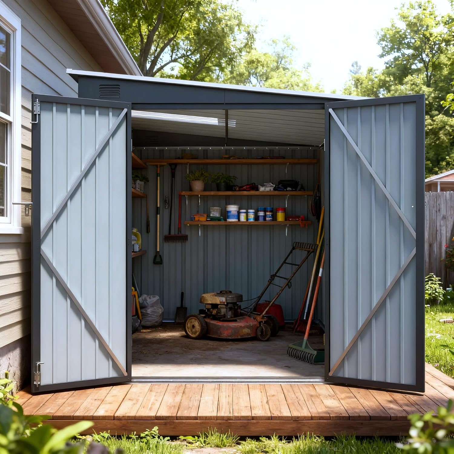 Cobertizo Metálico de 6x8 Pies - Garden Tools reseña y precio