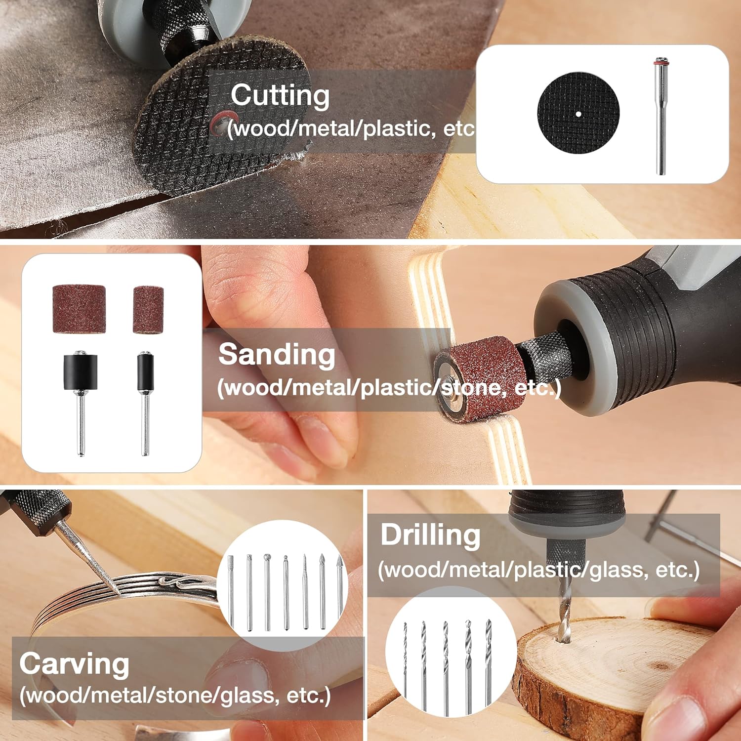 Kit de herramientas rotativas  - Cordless Rotary Tool Kit Accessories reseña y precio