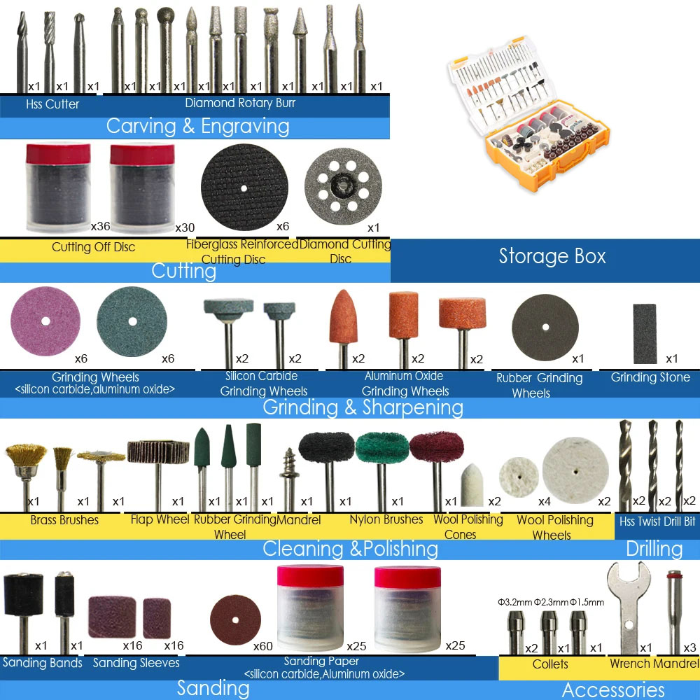 Nuevo estilo, 287 Uds., juego  - Cordless Rotary Tool Kit Accessories reseña y precio