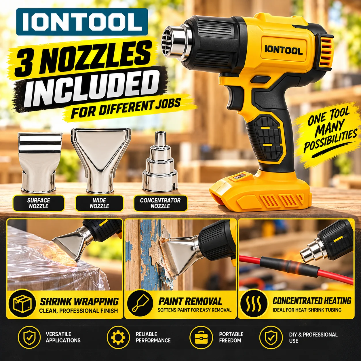 IONTOOL Amarillo 550 ℃   Pisto - Cordless Heat Gun For Shrink Tubing reseña y precio